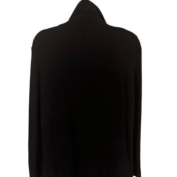 Jones New York XL Black Open Front Cardigan With Ribbed Design & Pockets - Picture 9 of 10